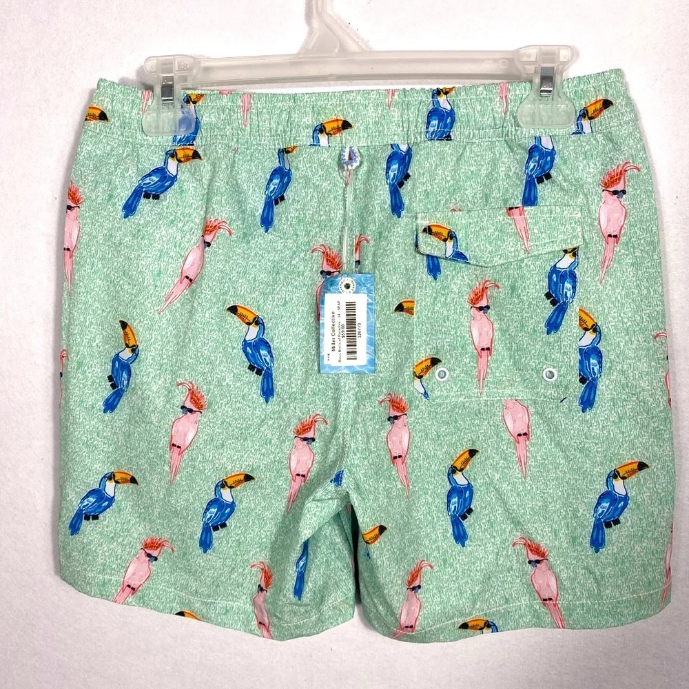 Johnnie-O Boys Birds of Paradise Seafoam Green Toucan Print Swim Shorts size 14